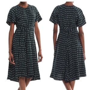 MM LaFleur Jessica Green and White Mid Length Dress